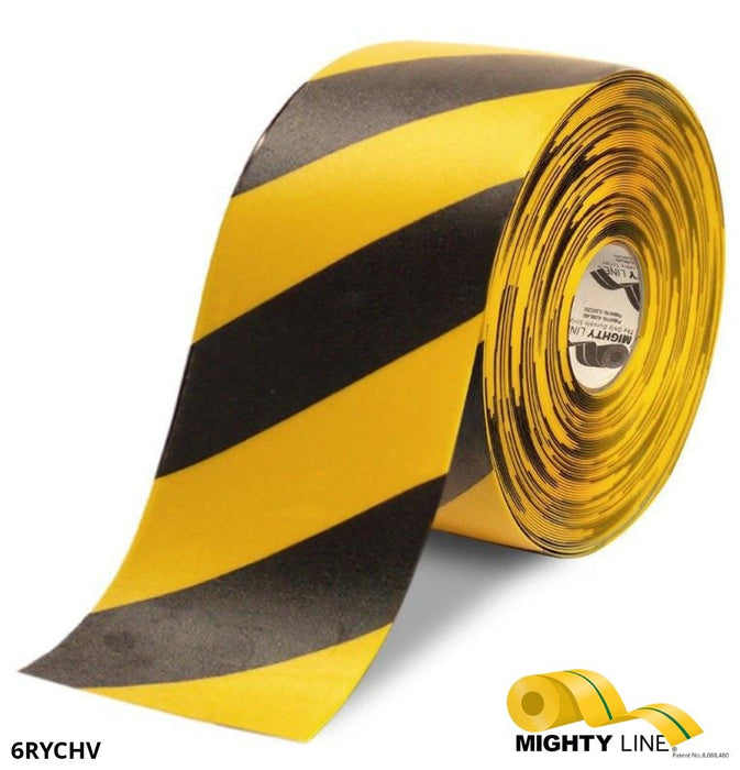 Mighty Line 6" Yellow Tape with Black Chevrons - 100' Roll