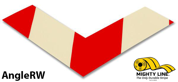 Mighty Line 2" Wide Solid White Angle With Red Chevrons - Pack of 100